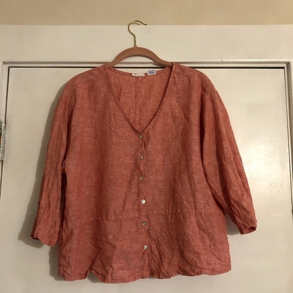 Sigrid Olsen Linen Button Down Blouse - Picture 1 of 6
